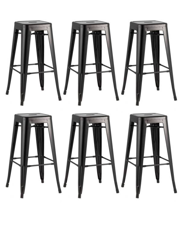Набор из 6 барных стульев Stool Group Tolix YD-H765 LG-01 X6 черный глянцевый