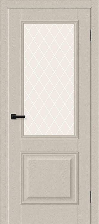 Межкомнатная дверь Bravo Классик-13 полотно Cream Silkwood, стекло White Сrystal 900x2000
