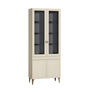 Шкаф-витрина Моби Марион 16.397.02 Слоновая кость С341 PE, Слоновая кость 6898 ПВХ