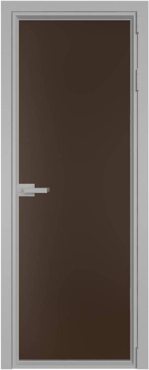 Межкомнатная дверь Profil Doors 1 AV цвет профиля Серебро, стекло безопасное 6 мм монохром шоколад 600x2000