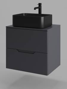 Тумба с раковиной Orange Line Li-60TugMDF+B02-460MB графит матовый, 60 см