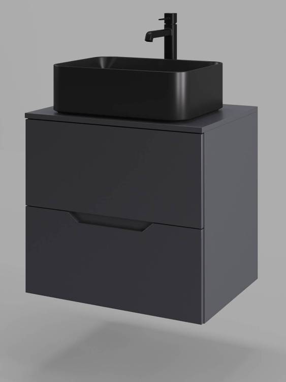 Тумба с раковиной Orange Line Li-60TugMDF+B02-460MB графит матовый, 60 см