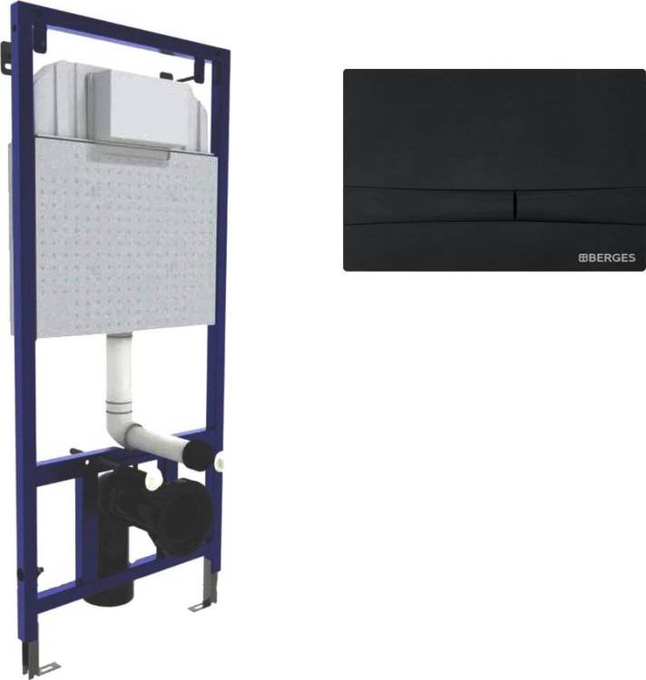Система инсталляции для унитазов Berges Novum 040255 с кнопкой смыва, черная