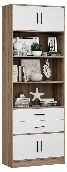 Стеллаж комбинированный МФ Мастер Либерти-51-128 Либерти-51-ДС-БТ-128 дуб сонома / белый