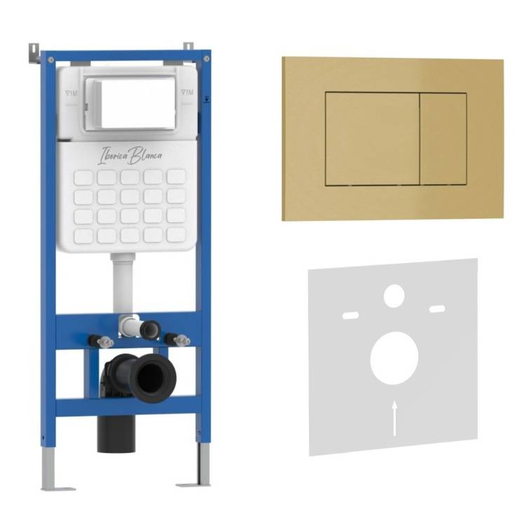 Система инсталляции для унитазов Iberica Blanca Esti-S IB001.854 кнопка смыва золото матовое