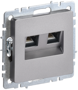 Розетка телефонная RJ11+Ethernet RJ45 IEK Brite BR-KT20-O-1-K46 сталь