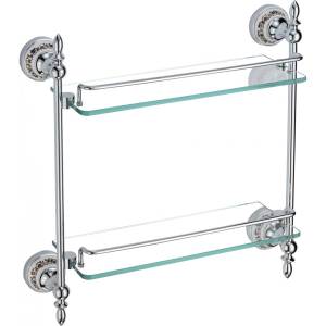 Полка прямая двойная (стеклянная) 40 см Savol 68а S-06822A хром