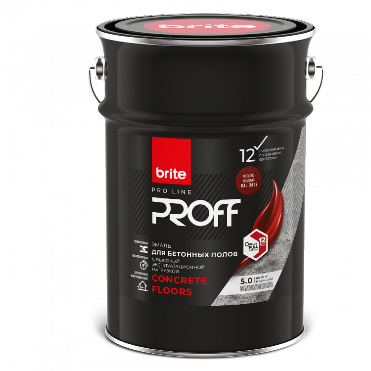 Эмаль для бетонных полов Brite Pro Line Proff Concrete Floors полуматовый RAL 3009 5 л