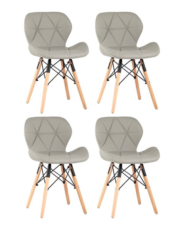 Набор из 4 стульев Stool Group Бон DC-19122601 grey X4 серый, экокожа