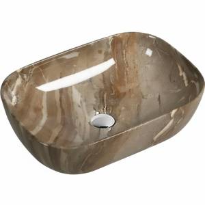 Раковина SantiLine SL-7023 45 см, темно-коричневый мрамор