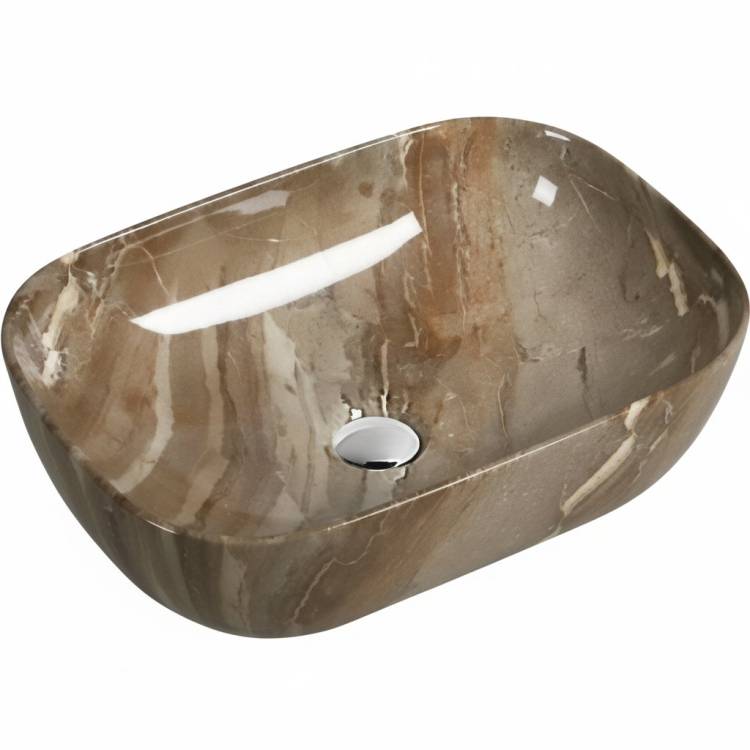 Раковина SantiLine SL-7023 45 см, темно-коричневый мрамор