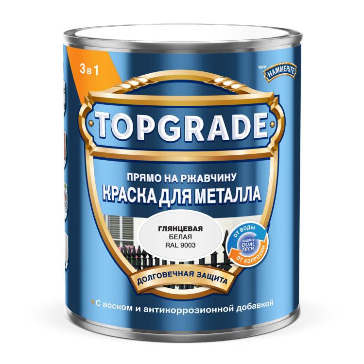 Краска для металла Topgrade гладкая глянцевая RAL 9003 белая 0.75 л
