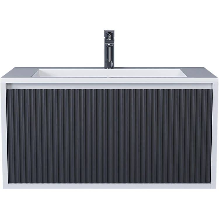 Тумба с раковиной Uperwood Next Premium 3930205166 подвесная, 1 ящик, белая, графит, 80 см