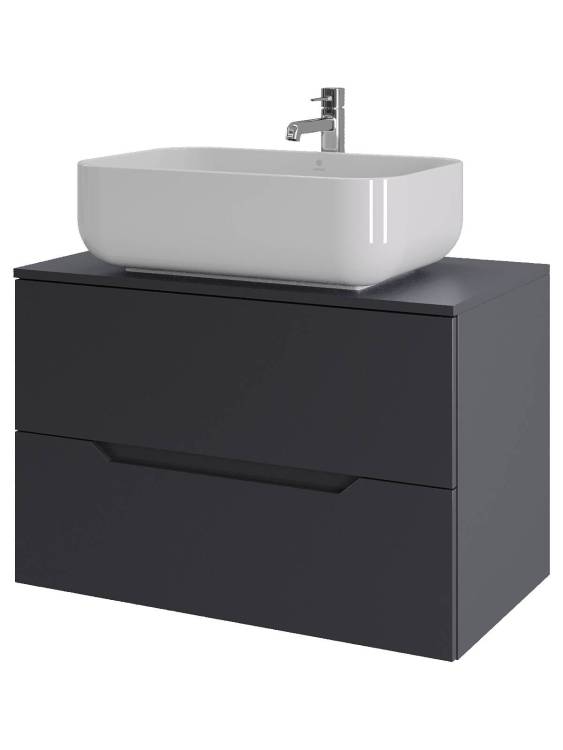 Тумба с раковиной Orange Line Li-80TugMDF+B03-600W графит матовый, 80.5 см
