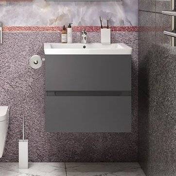 Тумба с раковиной Art&Max Techno подвесная, 70, смоки софт