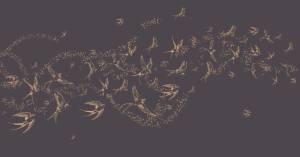 3D Фотообои Artegrafico «Грациозные золотые ласточки на сиреневом» LST-049 канвас