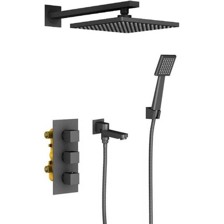 Душевой комплект Timo Tetra-thermo SX-0199/03SM черный, с внутренней частью
