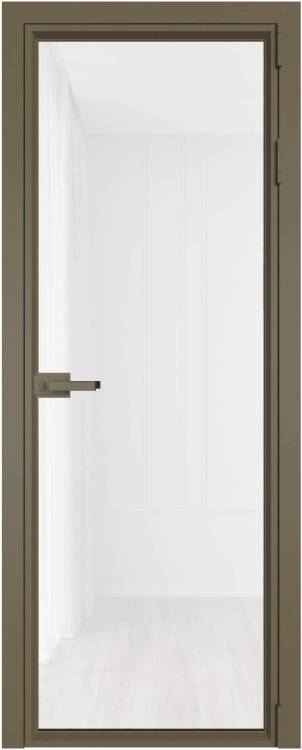 Межкомнатная дверь Profil Doors 1 AV цвет профиля Шампань, стекло безопасное 6 мм белый триплекс 800x2000
