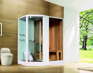 Душевая кабина Orans SR-89103RS White с финской сауной, профиль белый, стекло белое и прозрачное, 180x130x220