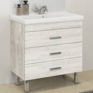 Тумба с раковиной Comforty Никосия-80Н 00004142204 дуб белый