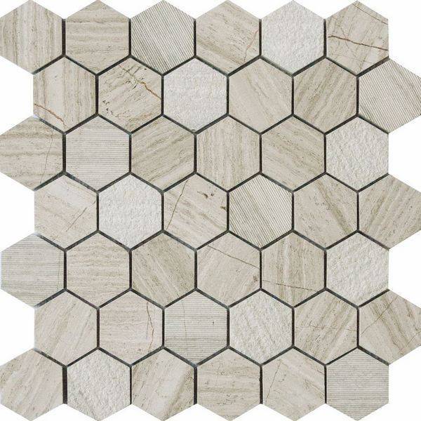 Мозаика Q-stones Камень QS-Hex012-3f-48H/10 30.5x30.5