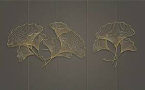 3D Фотообои Artegrafico «Изящные золотые листья» AM-016 канвас