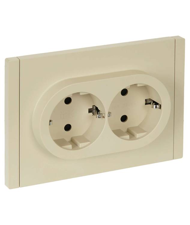 Розетка 2-местная с заземлением и шторками IEK Forte&Piano FP-R24-16-1-K10 ваниль