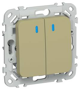 Выключатель 2-клавишный проходной IEK Flite FI-V22-1-10-1-K26 оливковый