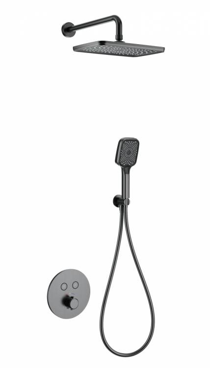 Душевой комплект Wonzon & Woghand WW-D2017-A-BGG с термостатом, темный графит