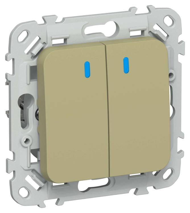 Выключатель 2-клавишный проходной IEK Flite FI-V22-1-10-1-K26 оливковый