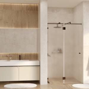 Душевой уголок Wasserkraft Ems 76H07L-TXG профиль глянцевое золото, стекло текстурное, 121x100x200