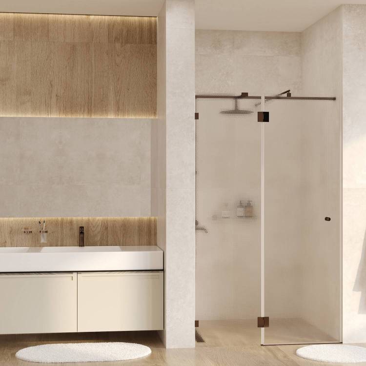 Душевой уголок Wasserkraft Ems 76H07L-TXG профиль глянцевое золото, стекло текстурное, 121x100x200