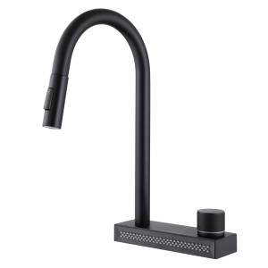 Смеситель для кухни Abber Wasser Kreis AF8114B с выдвижной лейкой, черный матовый
