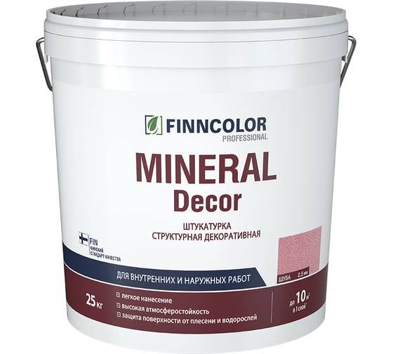 FINNCOLOR MINERAL DECOR штукатурка декоративная, структурная, шуба фракция 2,5 мм (25кг)