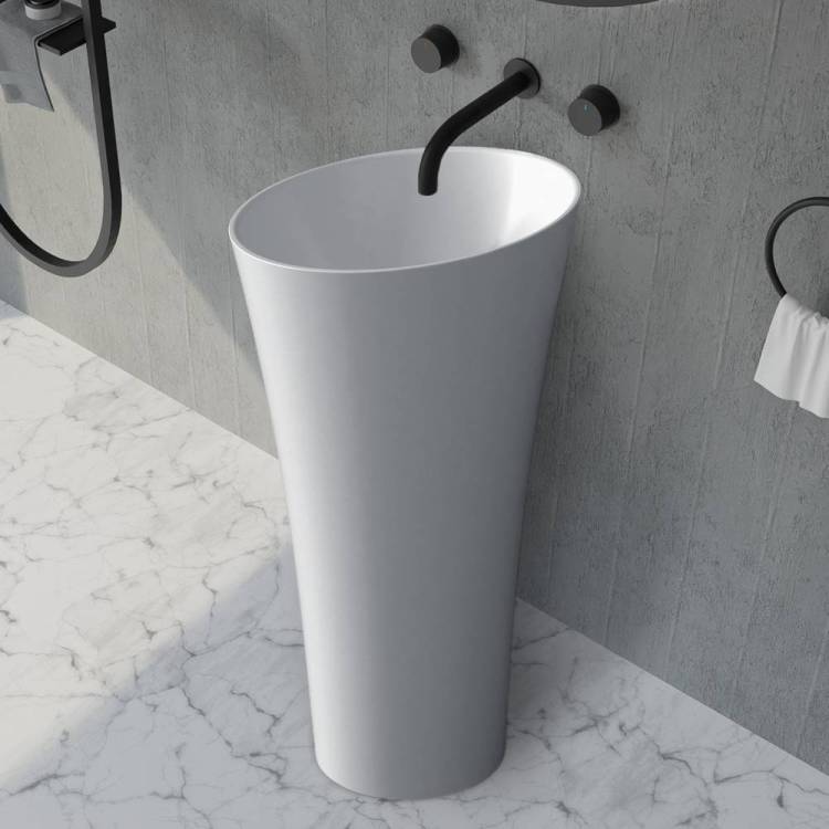 Раковина Abber Stein AS2509-H напольная, 50 см, белая матовая