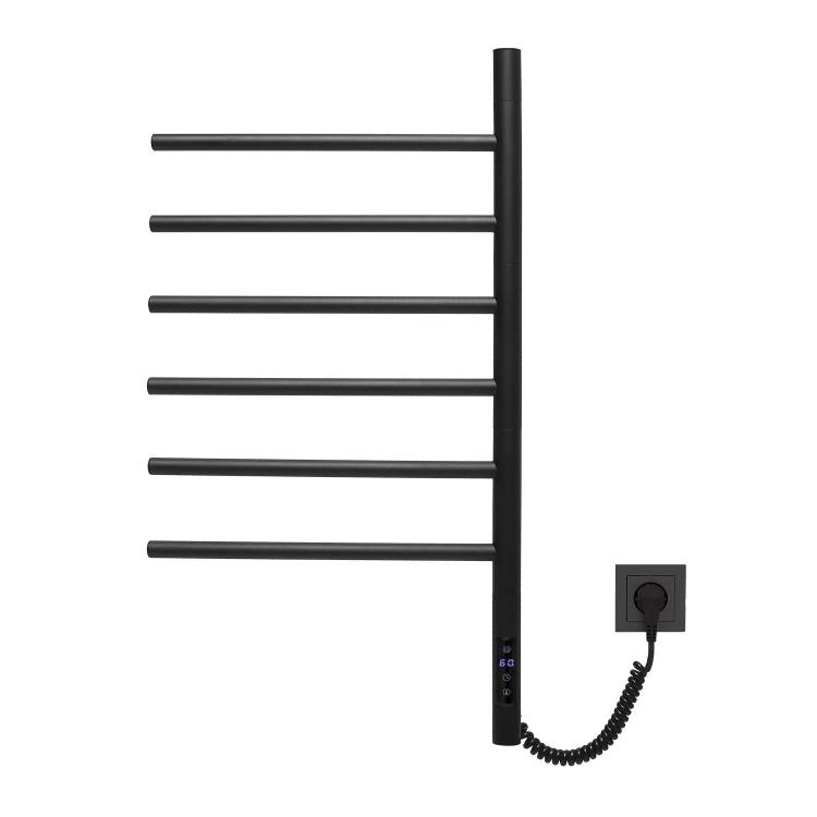 Полотенцесушитель электрический Vincea VTD-1S2CBE черный, с таймером, 43х80