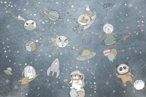 3D Фотообои Artegrafico «Забавный космос» KID-080 песок