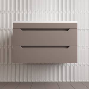 Тумба с раковиной Style Line Остин подвесная, тауп темный, раковина жасмин, 55x80x45