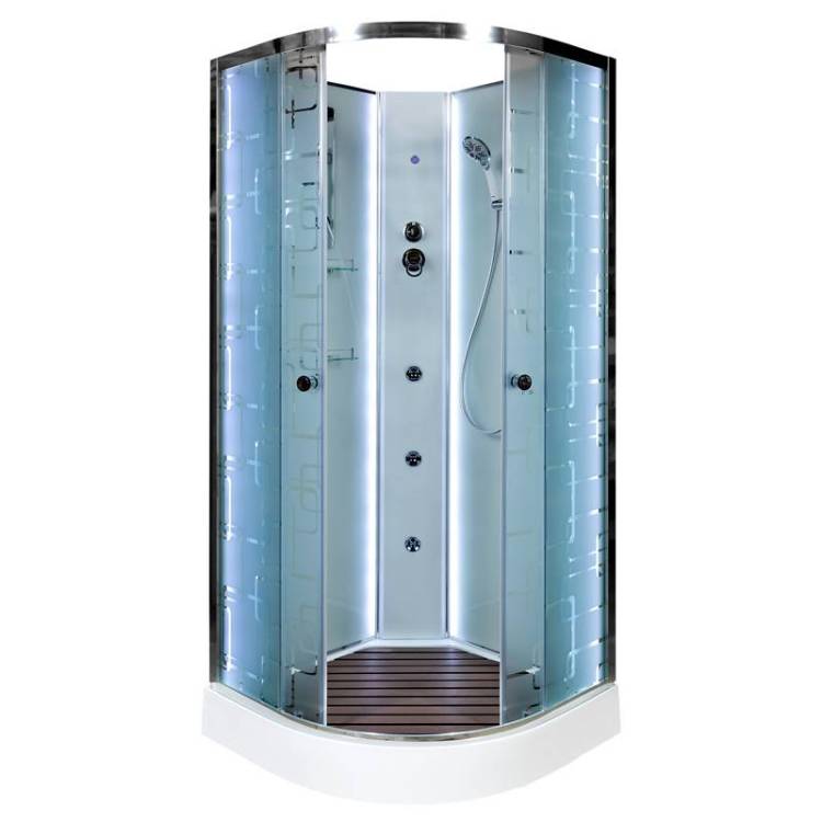 Душевая кабина AvaCan EM1510NLED+GM с подсветкой и гидромассажем, 100x100x210