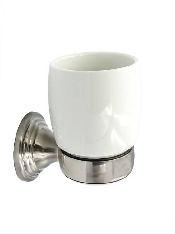 Держатель со стаканом Bath Plus Bronx nickel BX-65706, хром/белый