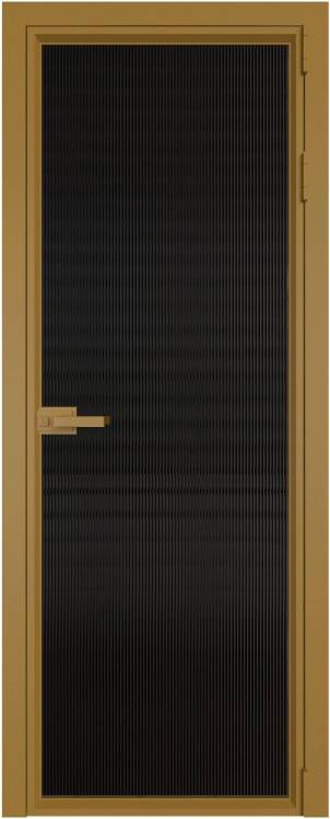 Межкомнатная дверь Profil Doors 1 AV цвет профиля Золото, стекло безопасное 6 мм мору черный 800x2000