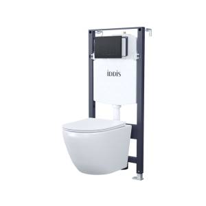 Комплект Iddis Basic BASBQ02i73 безободковый, сиденье микролифт, кнопка черная матовая
