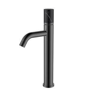 Смеситель для раковины Boheme Stick 122-SGM-MR-B высокий, Shine Gun Metal Mramor Black