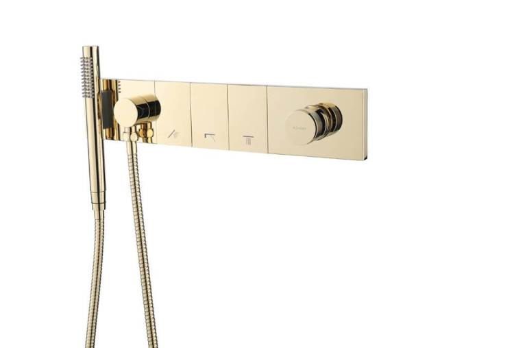 Смеситель для ванны и душа Boheme Zodiac 132-SYS-G с ручным душем, Gold