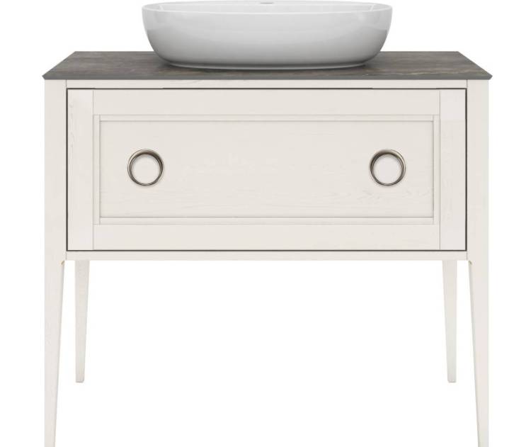 Тумба с раковиной Kerama Marazzi Plaza белый, тумба PL.CN.100.1+1\WHT.M + рак. PLR.wb.60