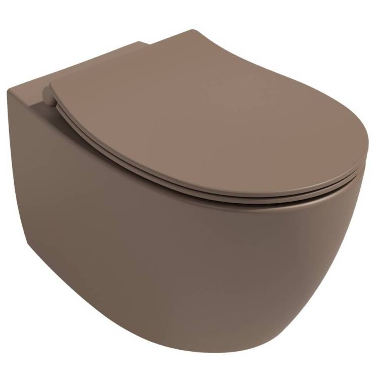 Унитаз подвесной Isvea Sentimenti Neo 10AR02010SV-2H + 40D40531I-S безободковый, с крышкой-сиденьем микролифт, коричневый матовый