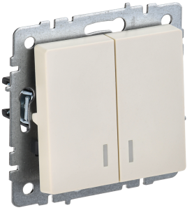 Выключатель 2-клавишный IEK Brite BR-V20-1-10-K10 бежевый