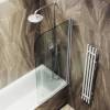 Шторка на ванну MaybahGlass MGV-641-5 профиль хром матовый, стекло сатин, 90x140 фото 2