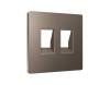 Лицевая панель для двойной компьютерной/телефонной розетки RJ-45/RJ-11 Ambrella Volt Alfa AP6421 темная бронза матовый