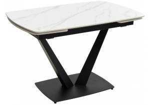 Стол Woodville Alarti 493187 matt white marble sintered stone/black 120(180)x80x76